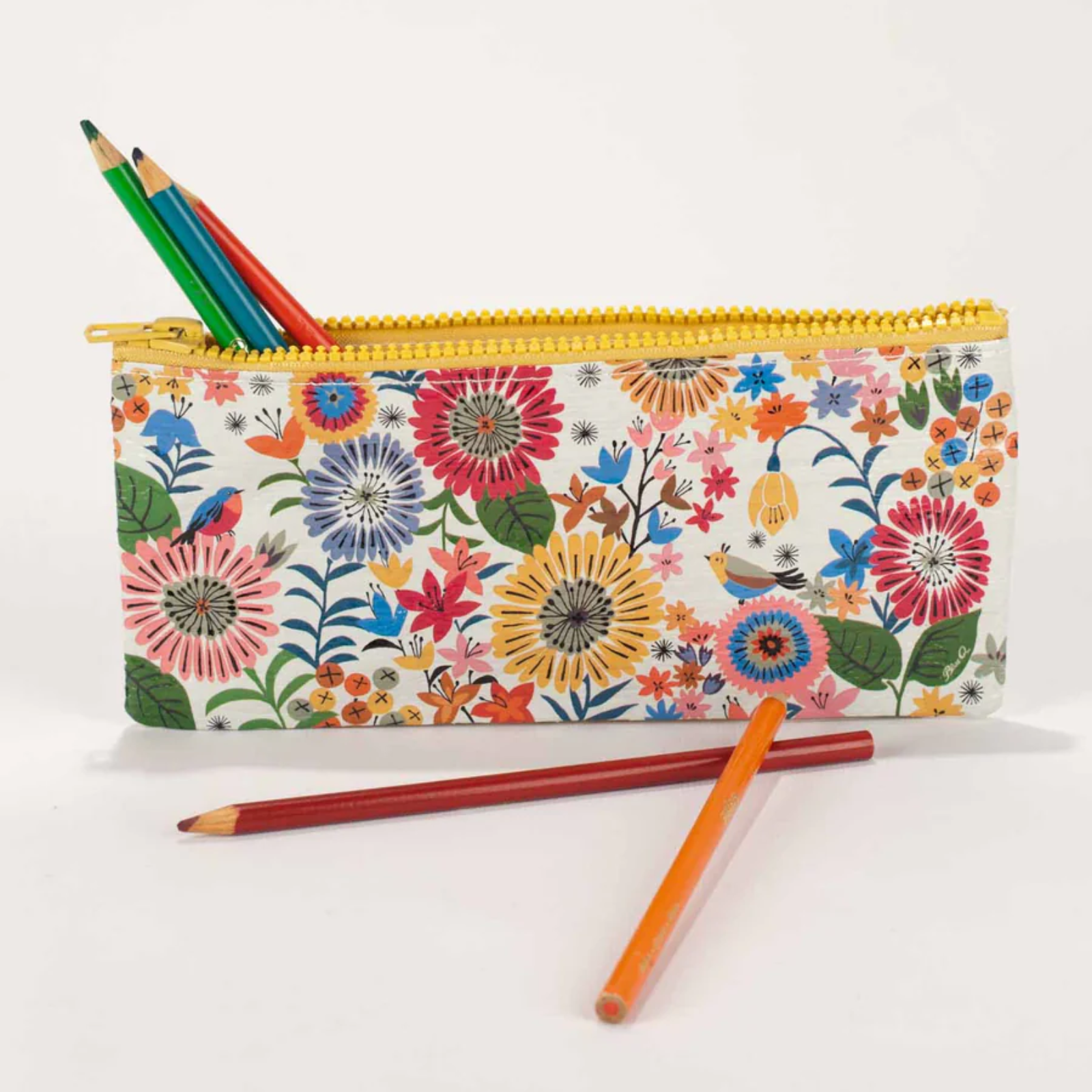 Blue Q Pencil Case Flower Field